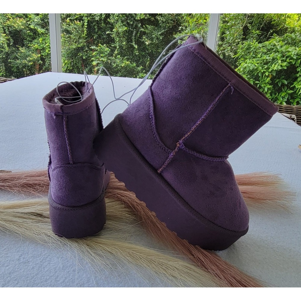 NWT Mudd Purple Faux Suede‎ Ankle Boots Booties Fur Lined Size 11 Girls Toddler